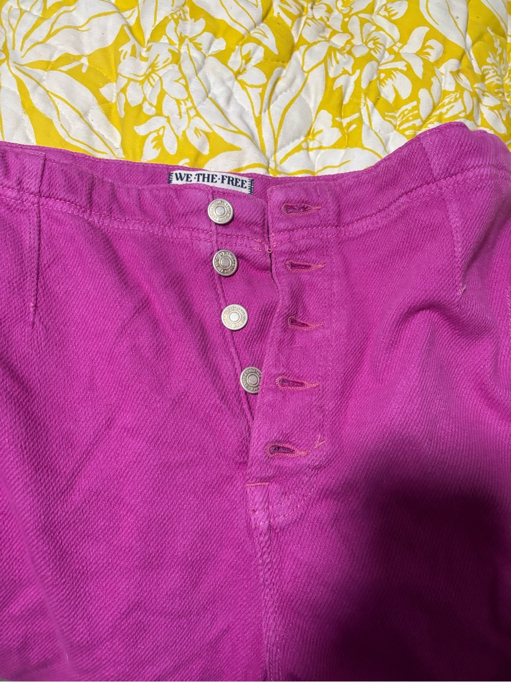 We The Free Button-Fly Cropped Jeans in Pink - Picture 2 of 5